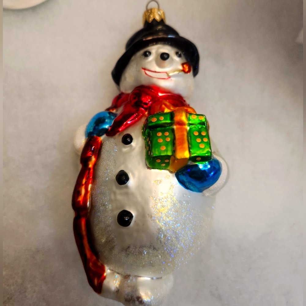 Christopher Radko Mr. Frostberg Snowman Glass Ornament, Handpainted